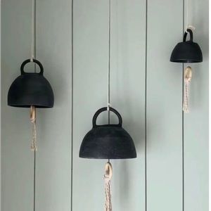 Set of 3 Black Ceramic Bells from Muddy Heart